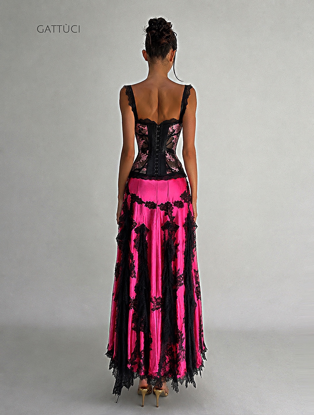 ROSÈ THIGH HIGH SPLIT MAXI SLIP SKIRT — view 3