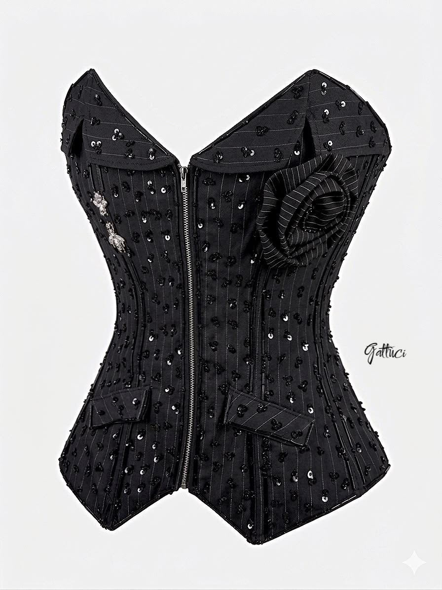 PINESTRIPE ROSE CORSET — view 4