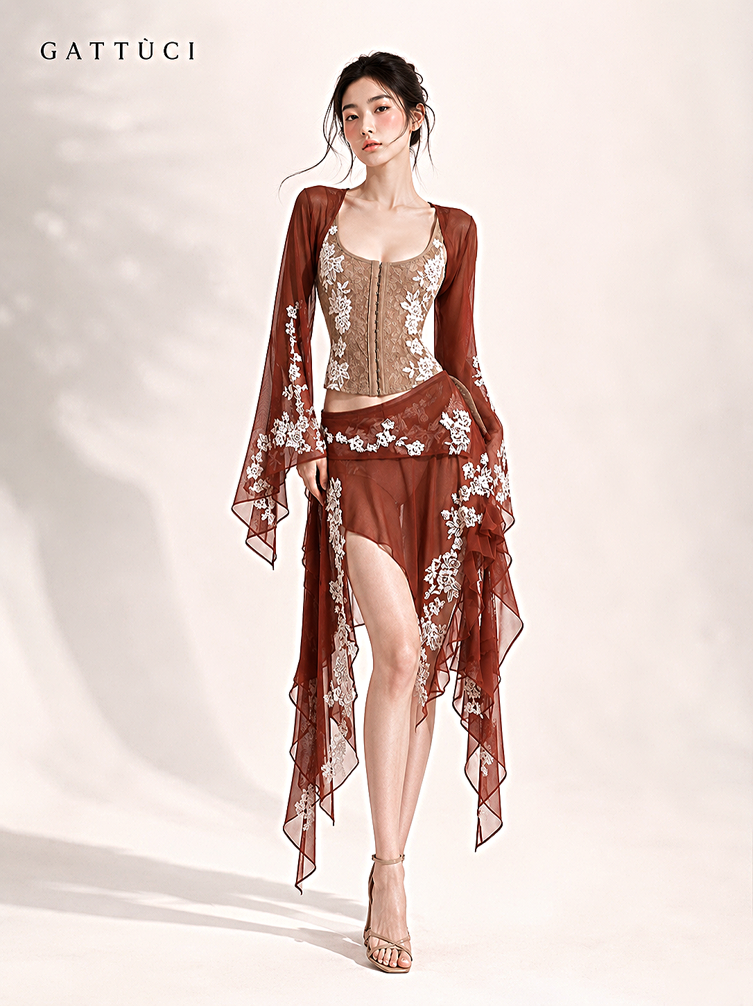 LIÀ SHEER EMBRIODERY SKIRT — view 4