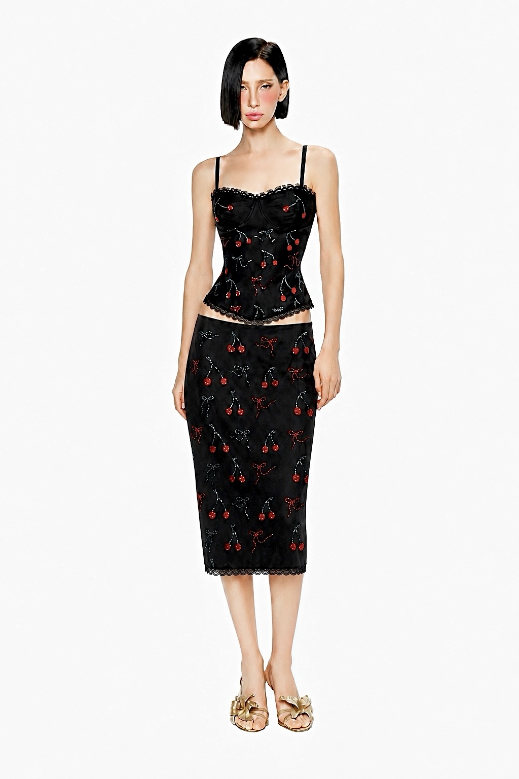 CHERRY MIDI SKIRT