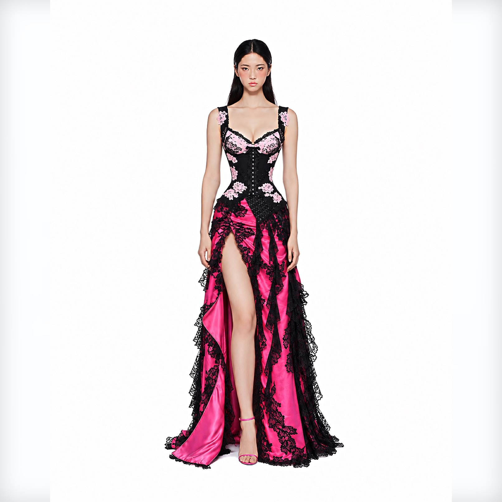 ROSÈ THIGH HIGH SPLIT MAXI SLIP SKIRT — view 10